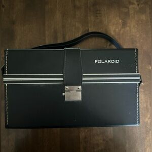 VINTAGE LARGE POLAROID HAND BAG HARD LEATHER CASE,‎ 11”x7”x5”